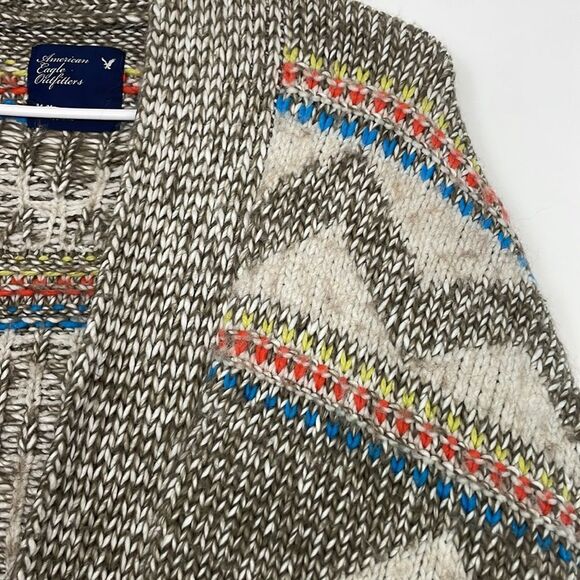 American Eagle Aztec Print Wool/Alpaca Blend Short Sleeve Cardigan. Size Medium. - Picture 6 of 14